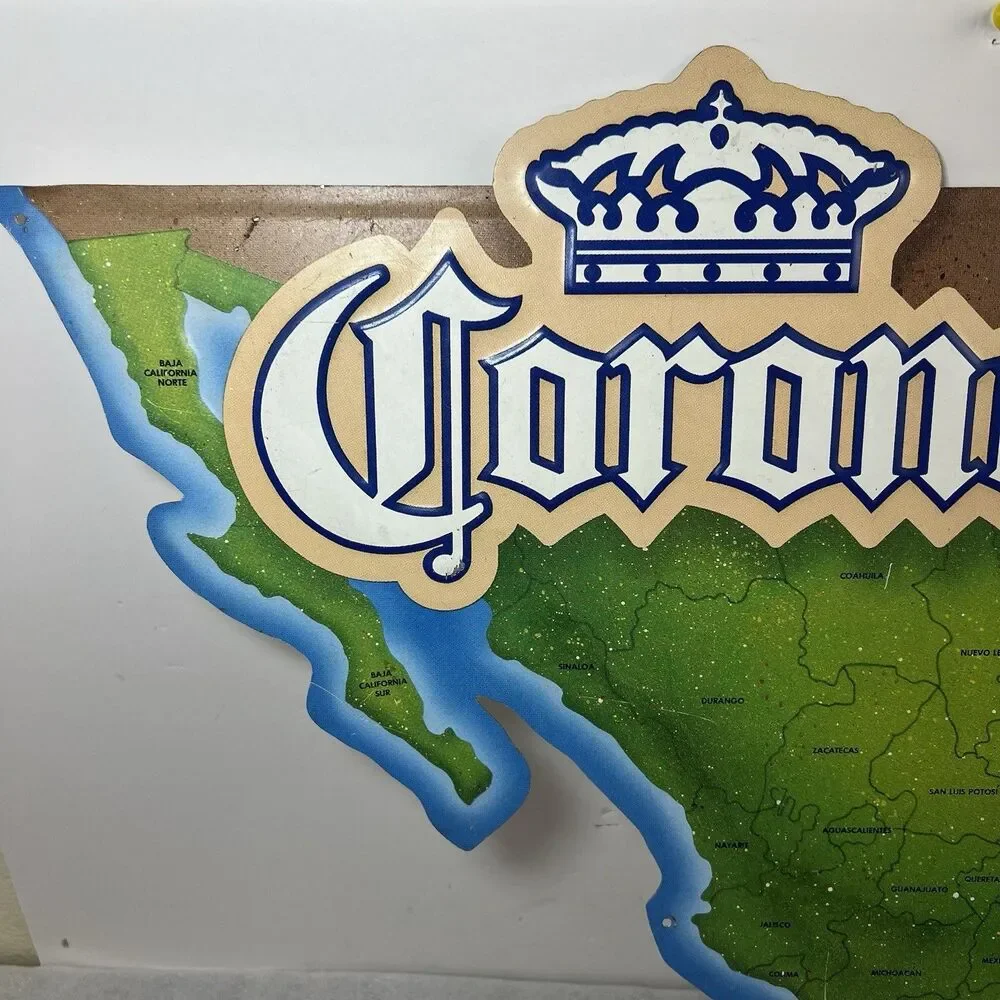 Corona Beer Parrot Mexico Map Man Cave Metal Tin Sign Vintage Bar Sign 24x19”